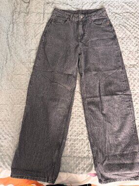 H&M &DENIM baggy dark grey denim